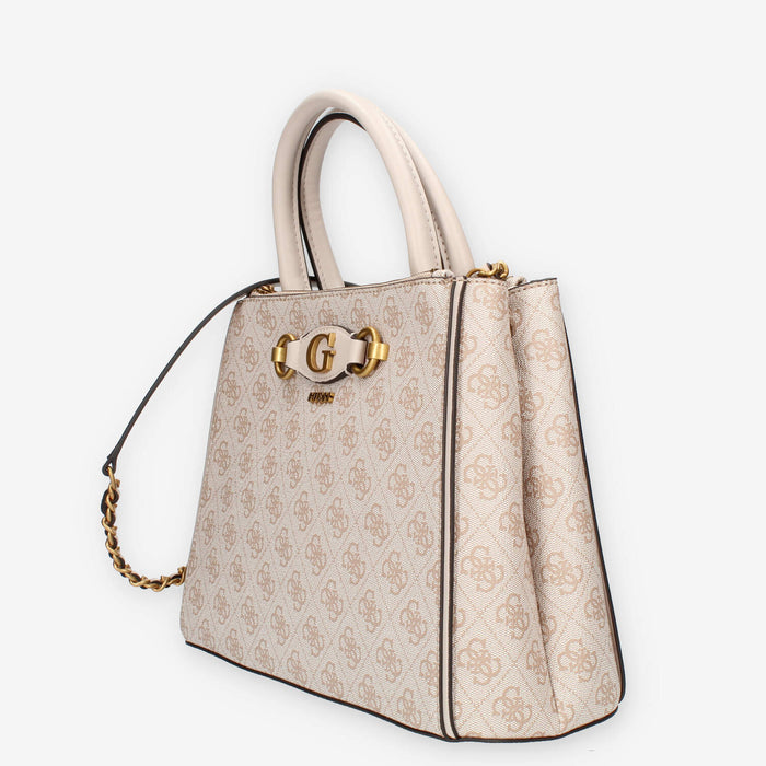 Guess Izzy Borsa a spalla a tre scomparti beige logata