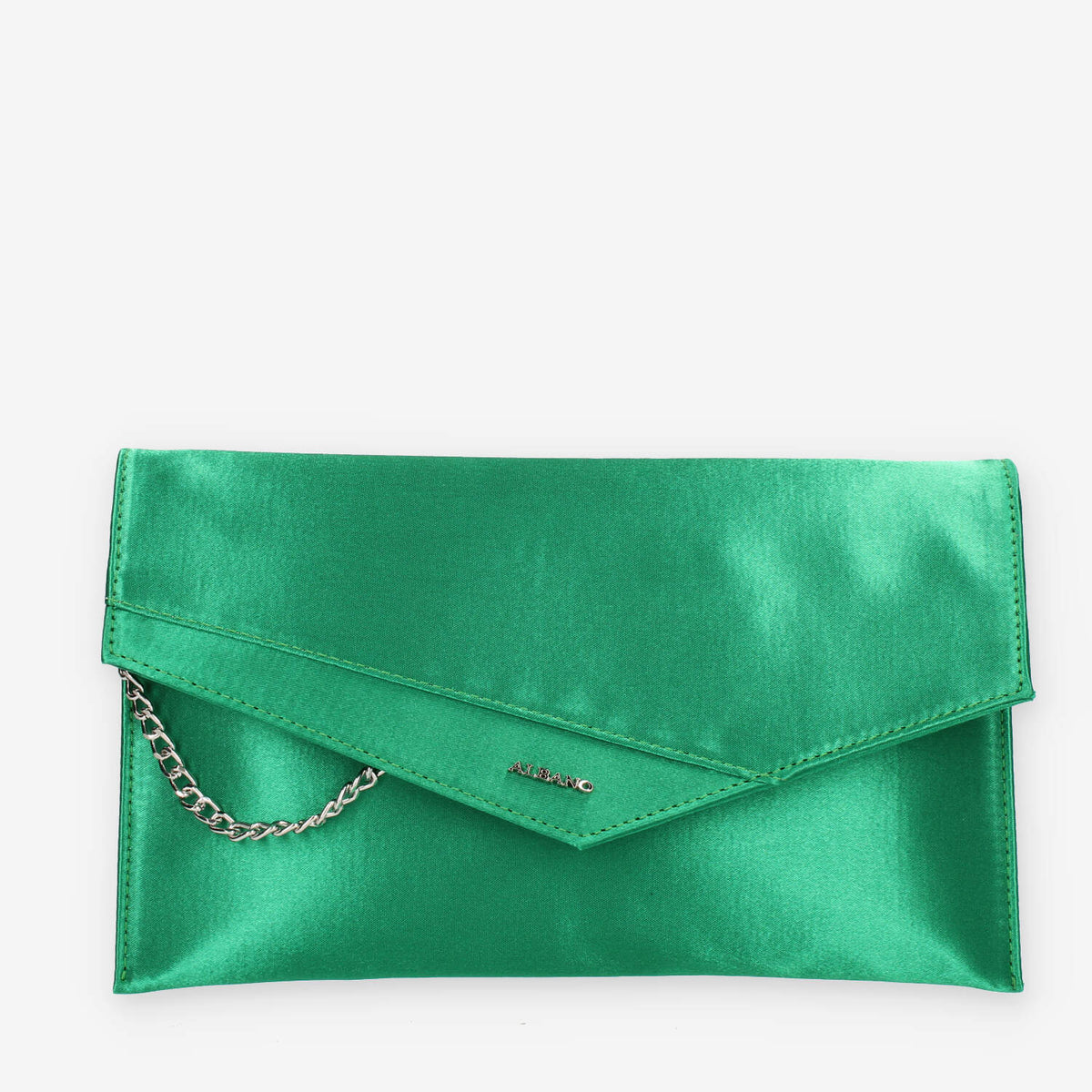 Albano Pochette da donna in raso verde smeraldo
