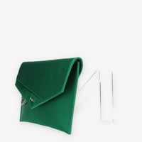 Albano Pochette da donna in raso verde smeraldo