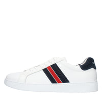 Nero Giardini Sneakers basse bianche da uomo con fascia blu e rossa