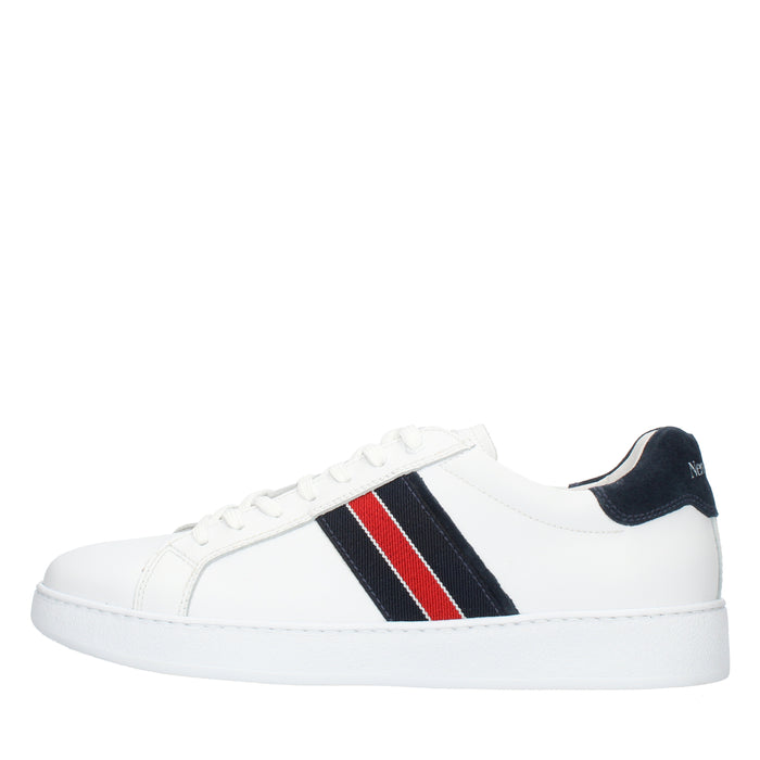 Nero Giardini Sneakers basse bianche da uomo con fascia blu e rossa
