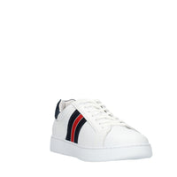 Nero Giardini Sneakers basse bianche da uomo con fascia blu e rossa