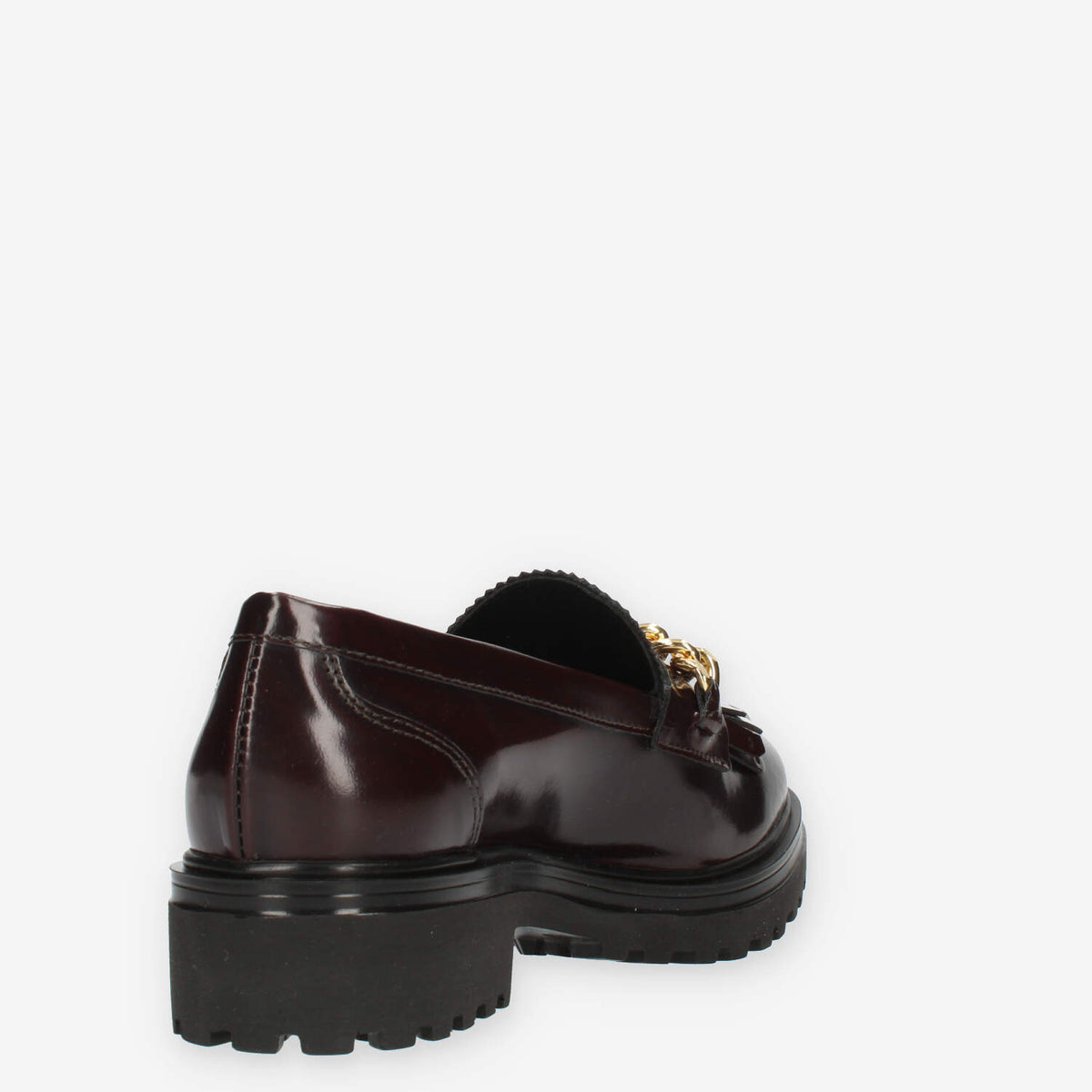 Vsl Mocassini bordeaux da donna con frange e catena