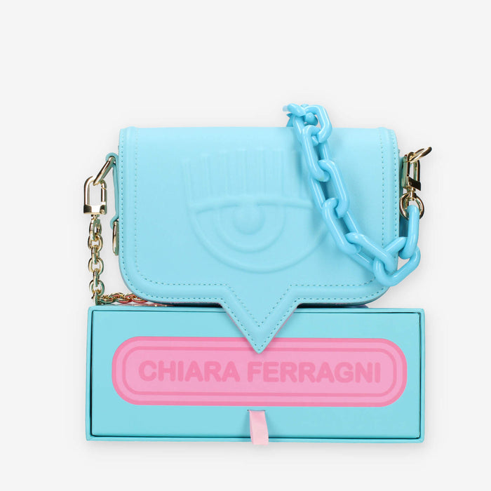Chiara Ferragni Eyelike Borsa piccola a tracolla azzurra