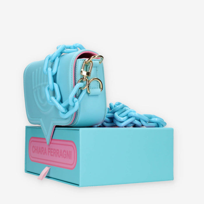 Chiara Ferragni Eyelike Borsa piccola a tracolla azzurra