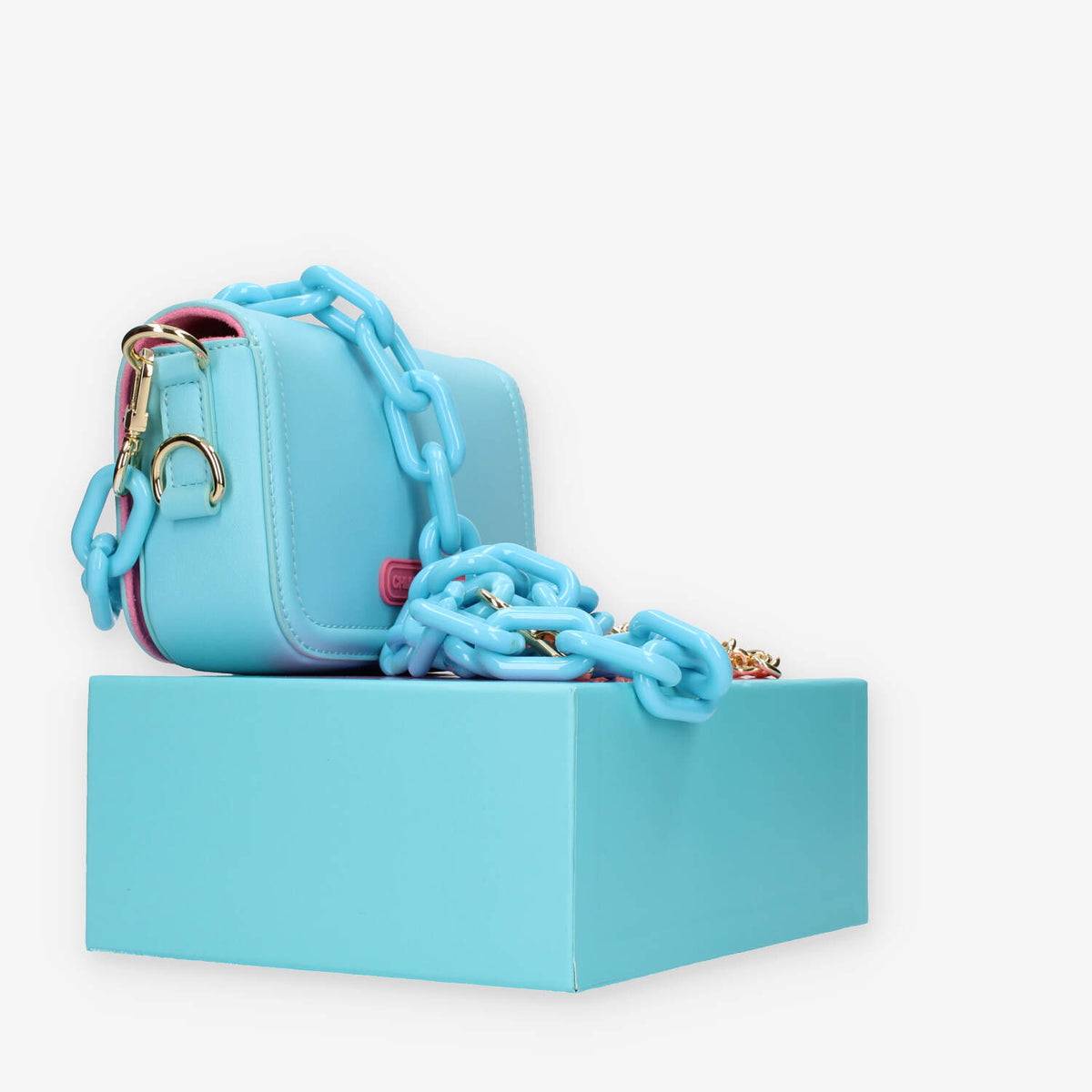Chiara Ferragni Eyelike Borsa piccola a tracolla azzurra