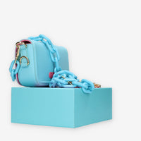 Chiara Ferragni Eyelike Borsa piccola a tracolla azzurra