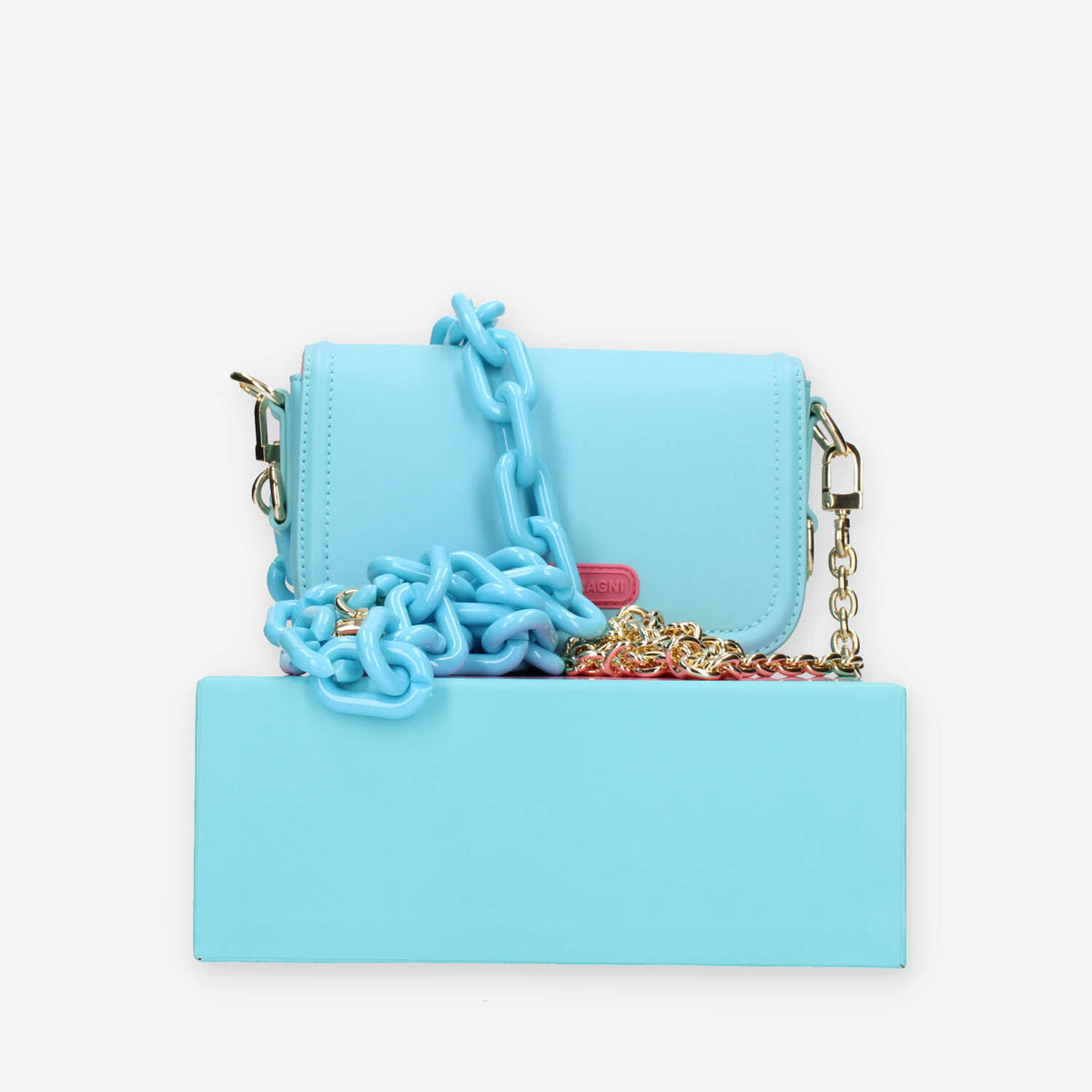 Chiara Ferragni Eyelike Borsa piccola a tracolla azzurra