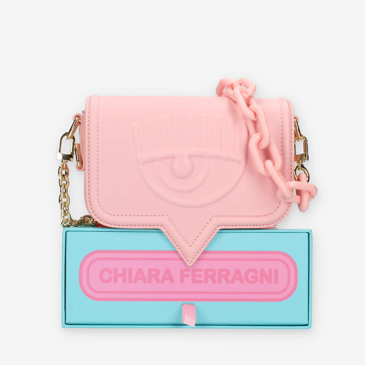 Chiara Ferragni Eyelike Borsa piccola a tracolla rosa chiaro