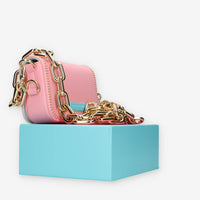 Chiara Ferragni Eyelike Borsa piccola a tracolla rosa con borchiette