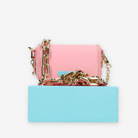 Chiara Ferragni Eyelike Borsa piccola a tracolla rosa con borchiette