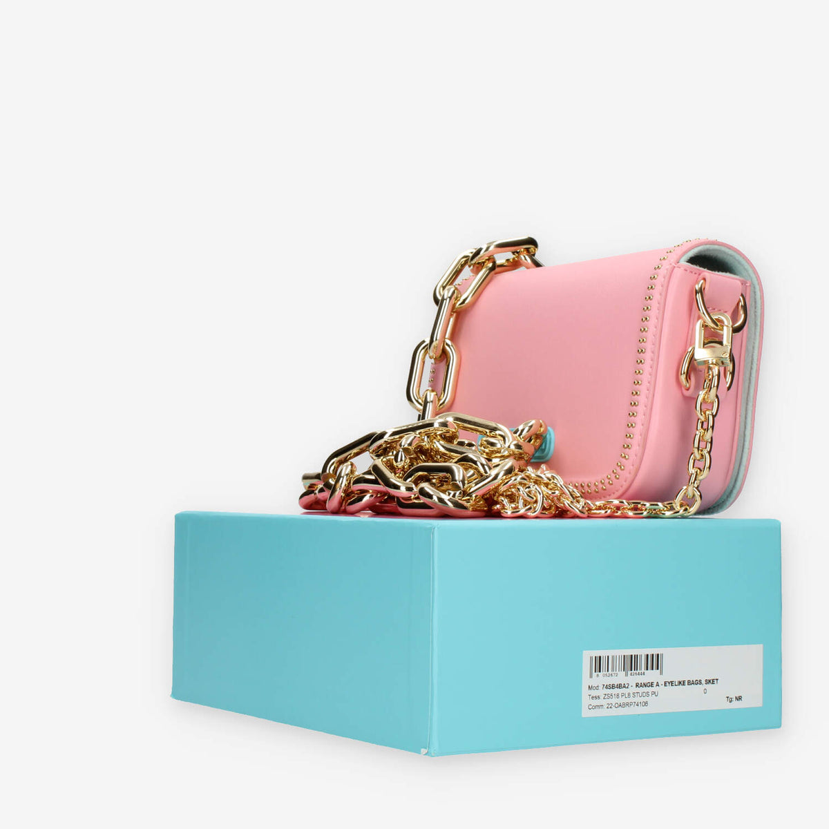 Chiara Ferragni Eyelike Borsa piccola a tracolla rosa con borchiette