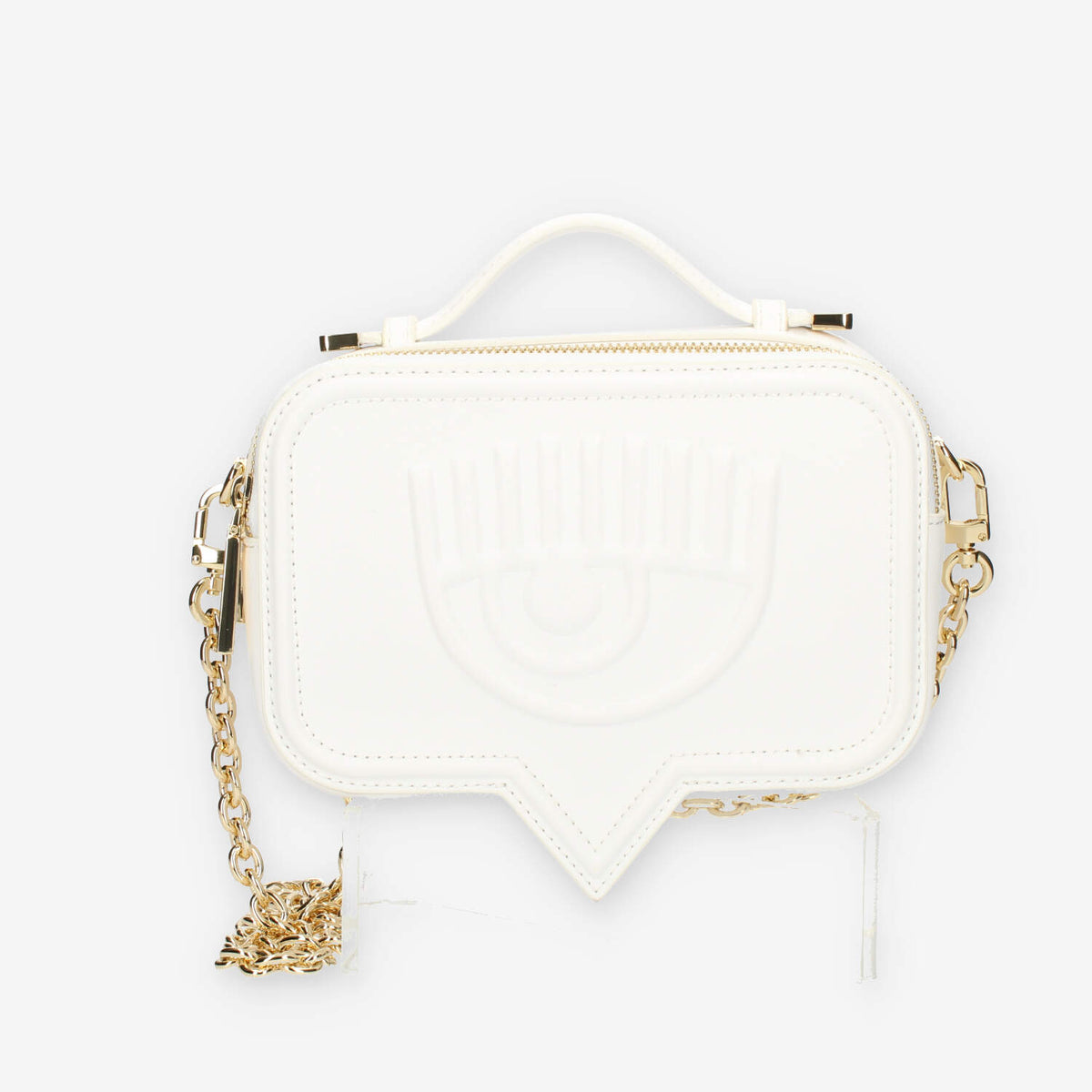 Chiara Ferragni Eyelike Bags Borsa a tracolla bianca doppio scomparto