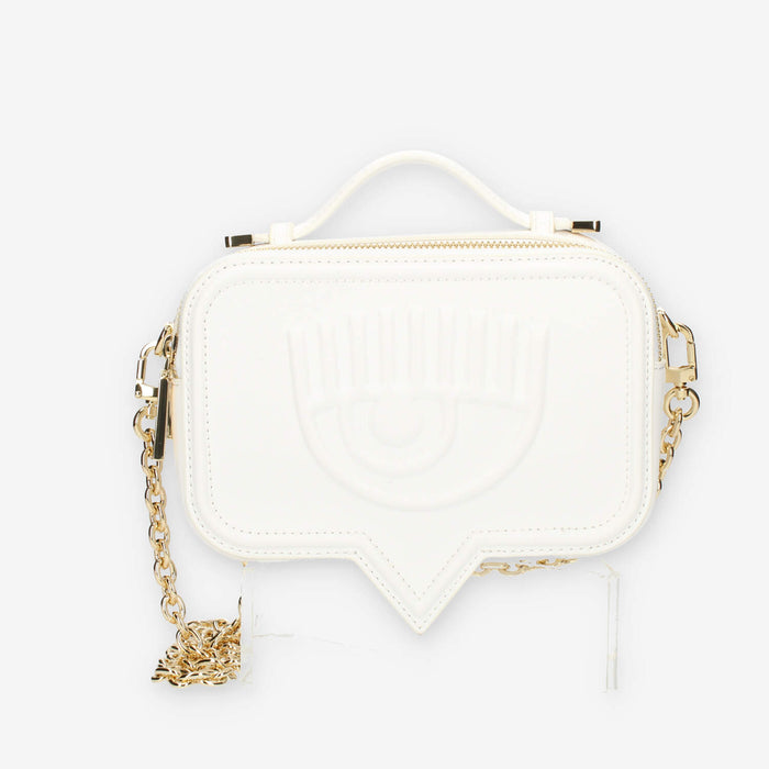 Chiara Ferragni Eyelike Bags Borsa a tracolla bianca doppio scomparto