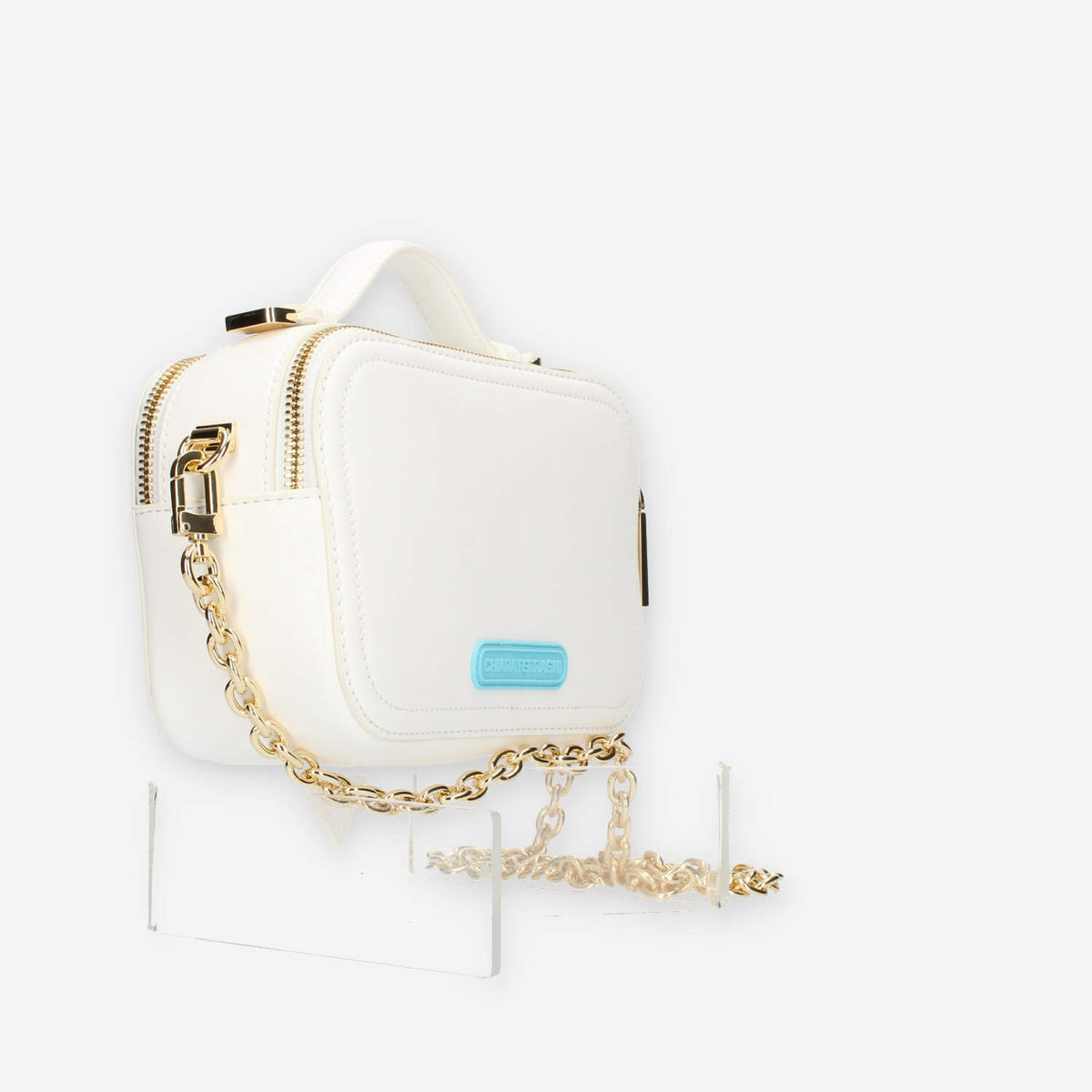 Chiara Ferragni Eyelike Bags Borsa a tracolla bianca doppio scomparto