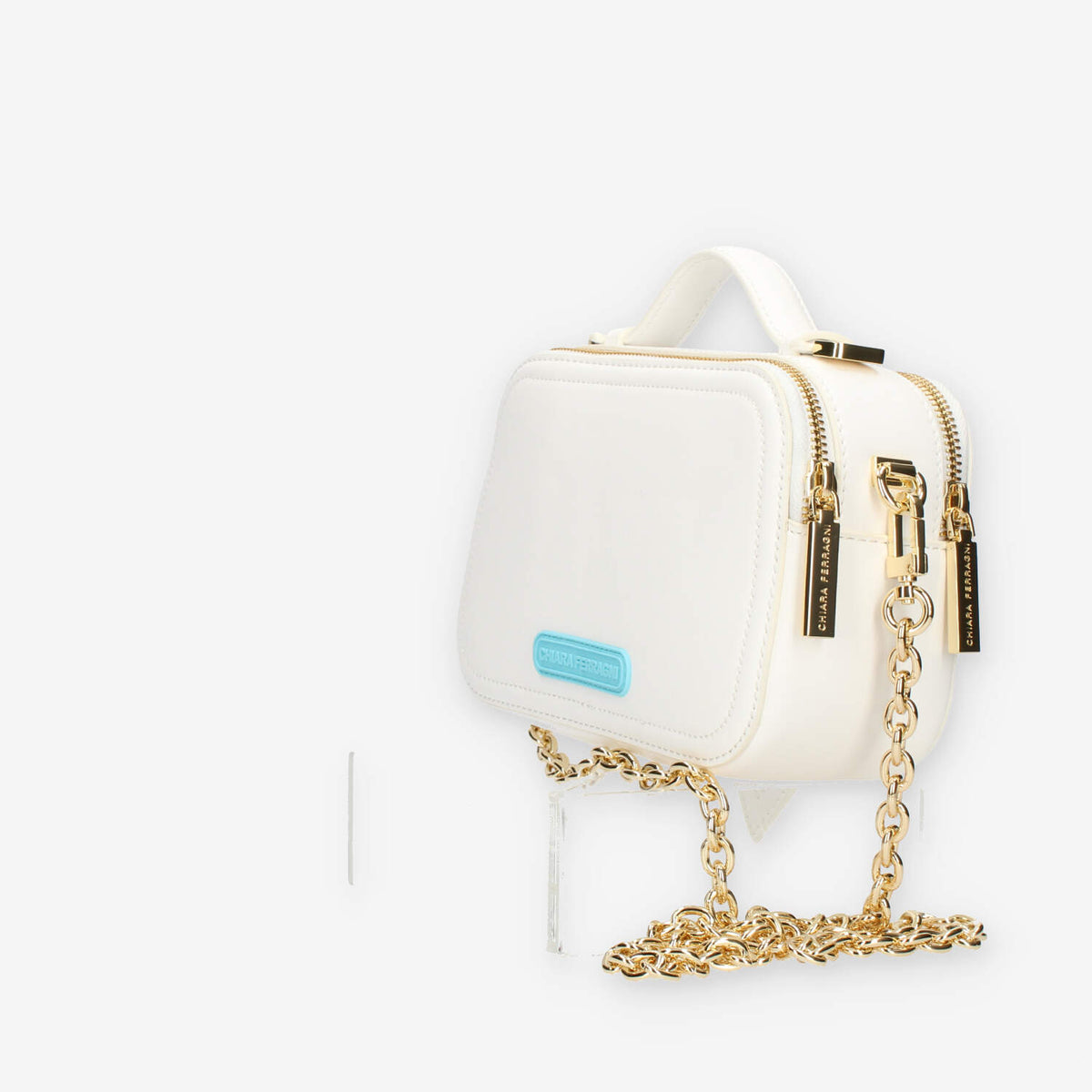 Chiara Ferragni Eyelike Bags Borsa a tracolla bianca doppio scomparto