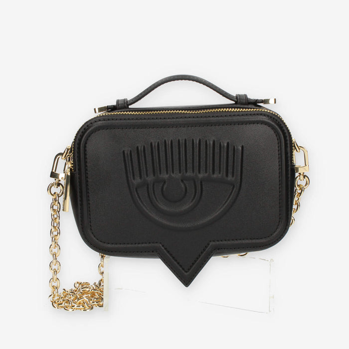 Chiara Ferragni Eyelike Bags Borsa a tracolla nera doppio scomparto