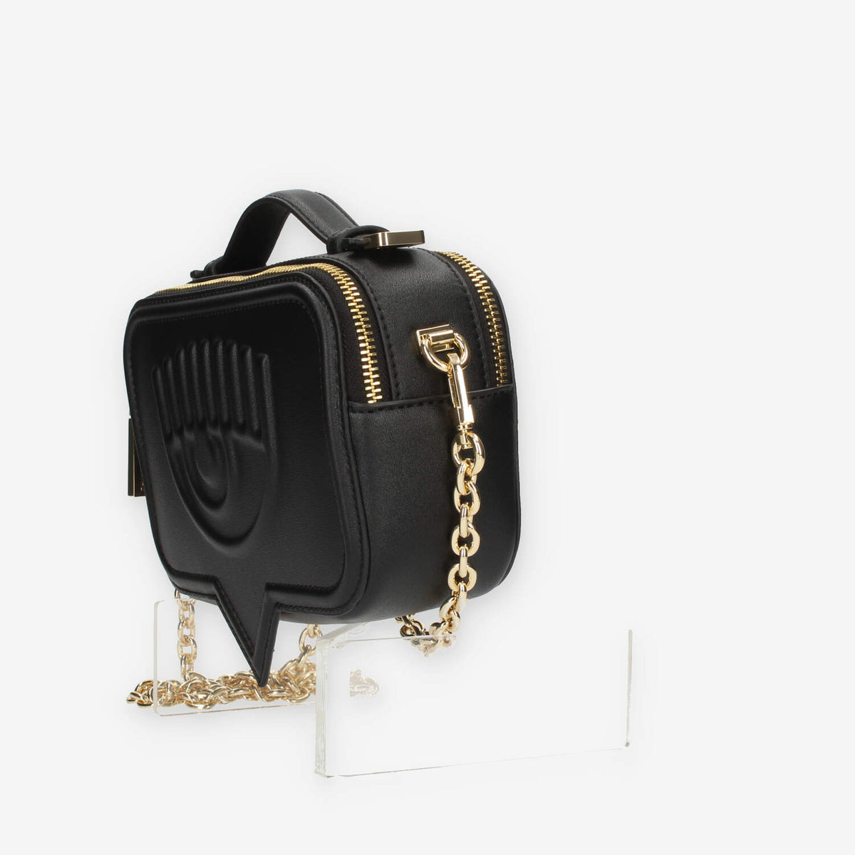 Chiara Ferragni Eyelike Bags Borsa a tracolla nera doppio scomparto
