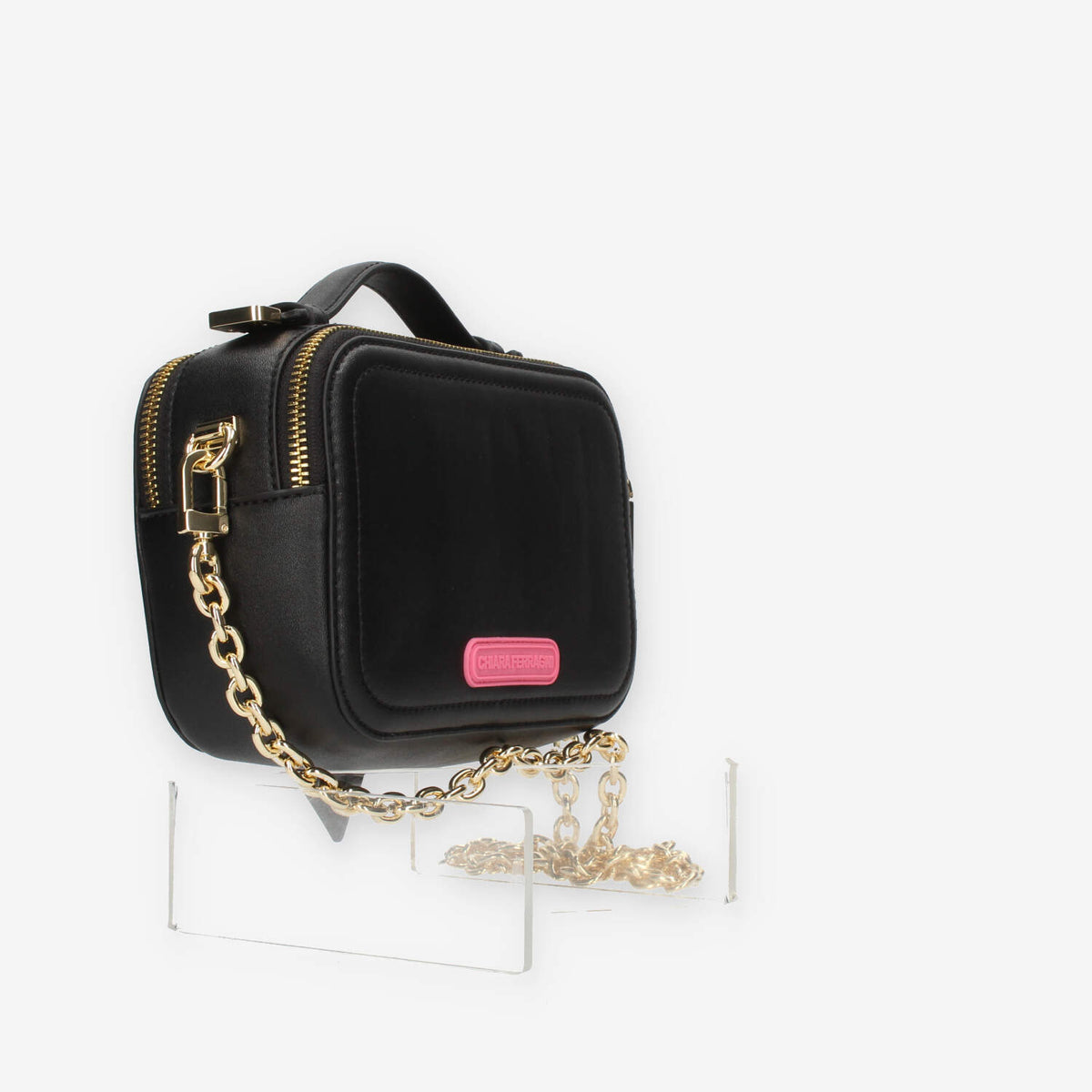 Chiara Ferragni Eyelike Bags Borsa a tracolla nera doppio scomparto