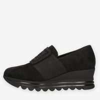 Comart Slip on da donna nere in camoscio con strass