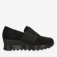 Comart Slip on da donna nere in camoscio con strass