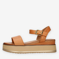 Inuovo sandali cuoio con zeppetta