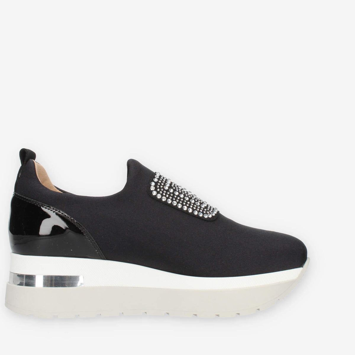 Comart Slip on nere da donna con pietre