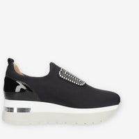 Comart Slip on nere da donna con pietre
