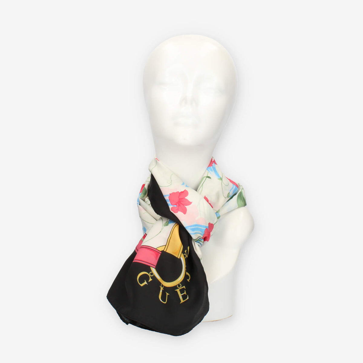 Guess Foulard quadrato nero a fantasia floreale 130 x 130 cm