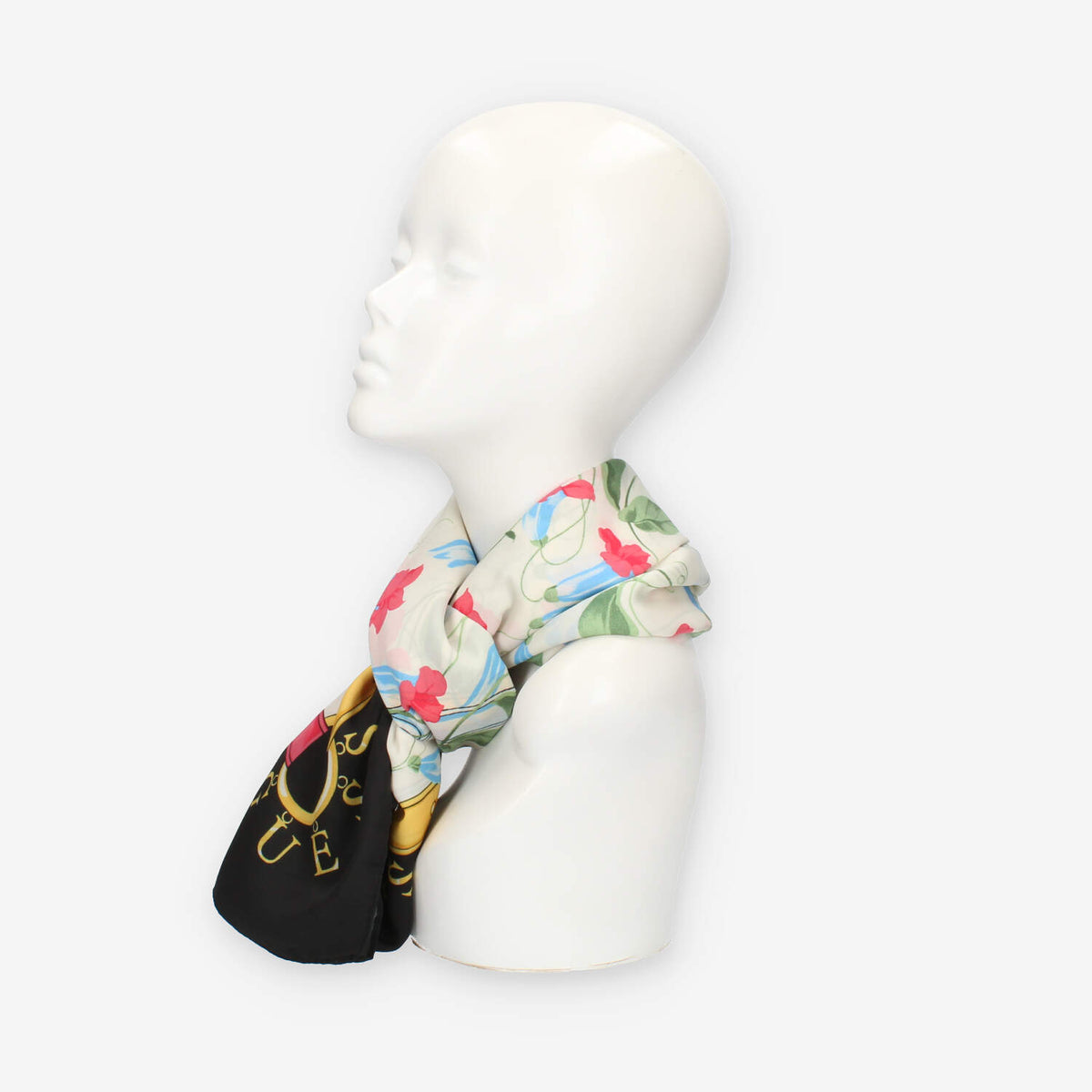 Guess Foulard quadrato nero a fantasia floreale 130 x 130 cm