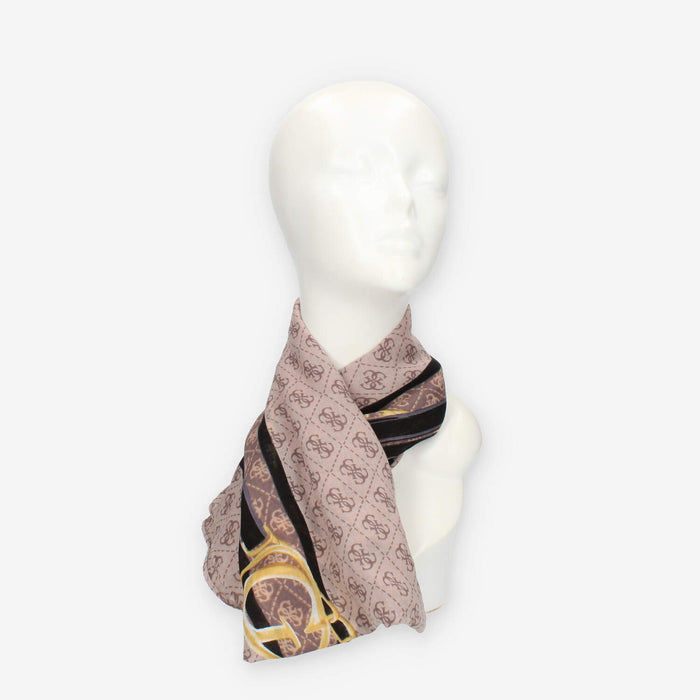 Guess Foulard quadrato beige e nero logato 135 x 135 cm