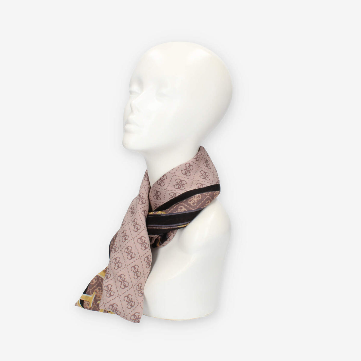 Guess Foulard quadrato beige e nero logato 135 x 135 cm