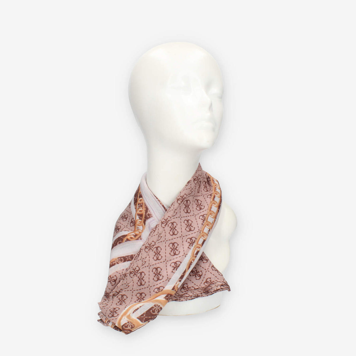 Guess Foulard quadrato beige e bianco logato 135 x 135 cm