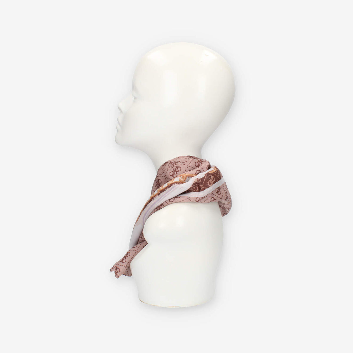 Guess Foulard quadrato beige e bianco logato 135 x 135 cm