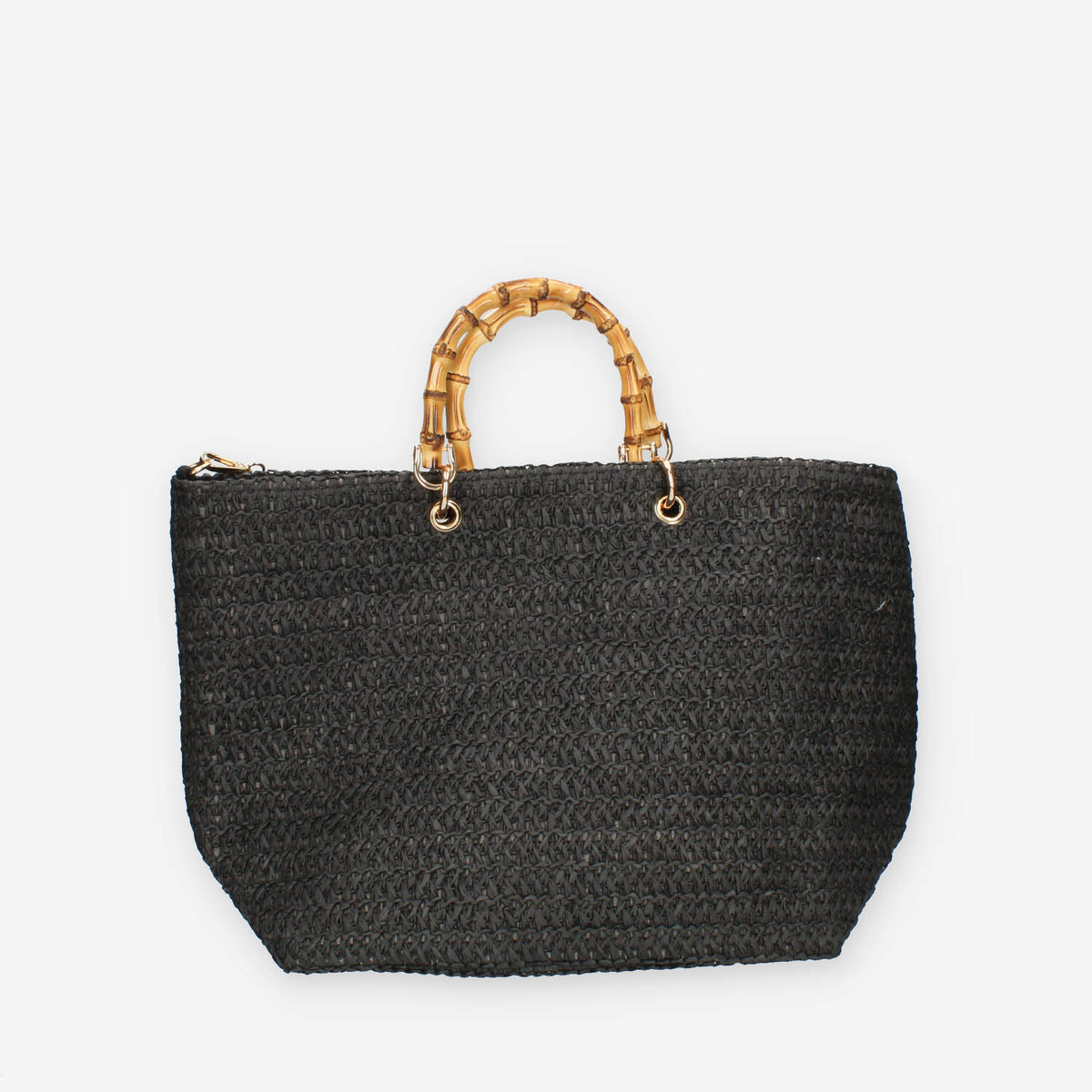 Marc Ellis Bambù Borsa nera in raffia con tracollla