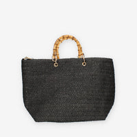 Marc Ellis Bambù Borsa nera in raffia con tracollla