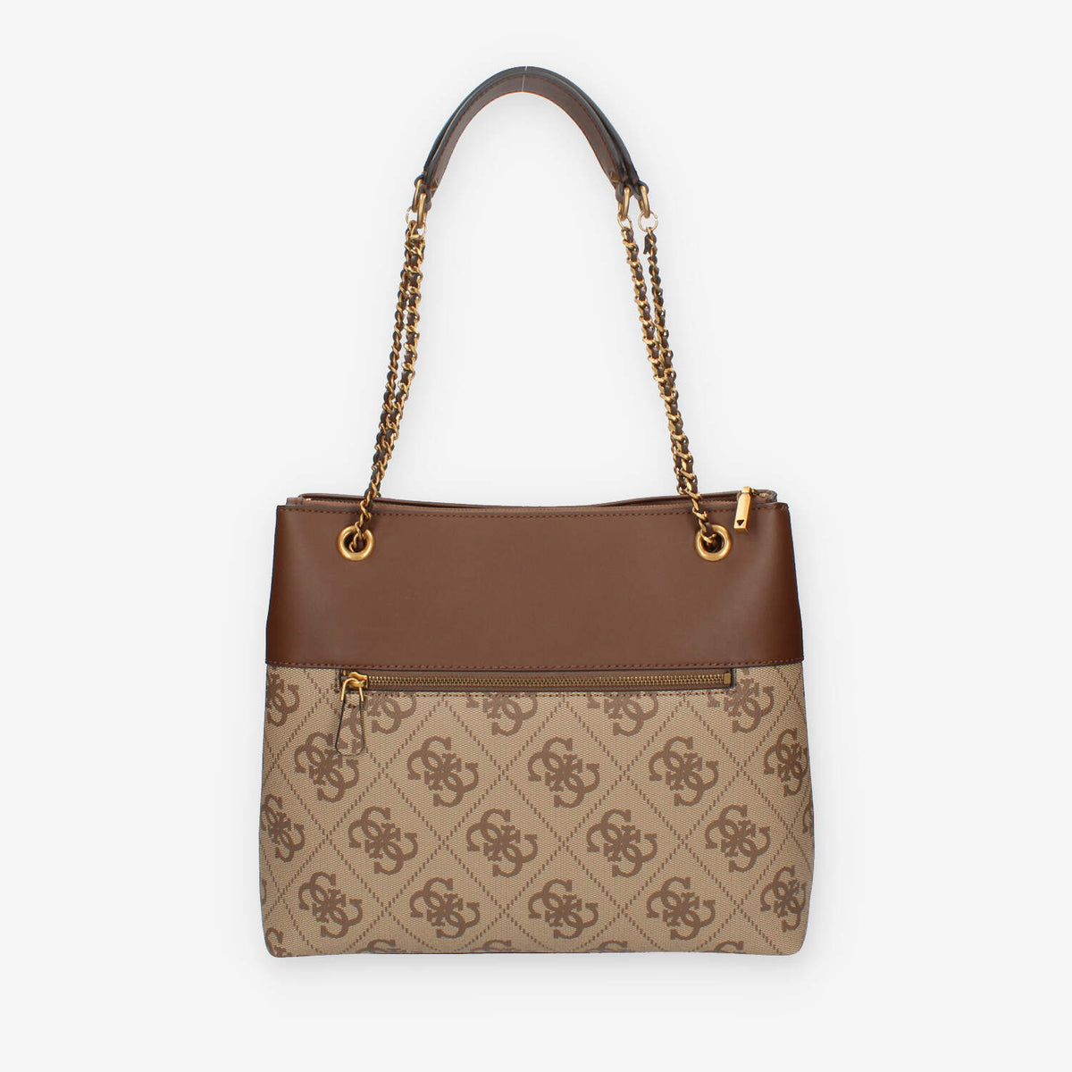 Guess Berta Borsa a spalla a 3 scomparti beige logata e marrone