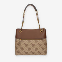 Guess Berta Borsa a spalla a 3 scomparti beige logata e marrone