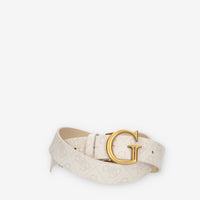 Guess Cintura da donna logata beige con fibbia G
