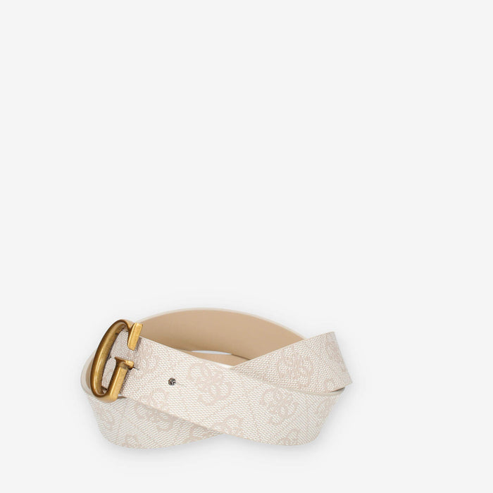 Guess Cintura da donna logata beige con fibbia G