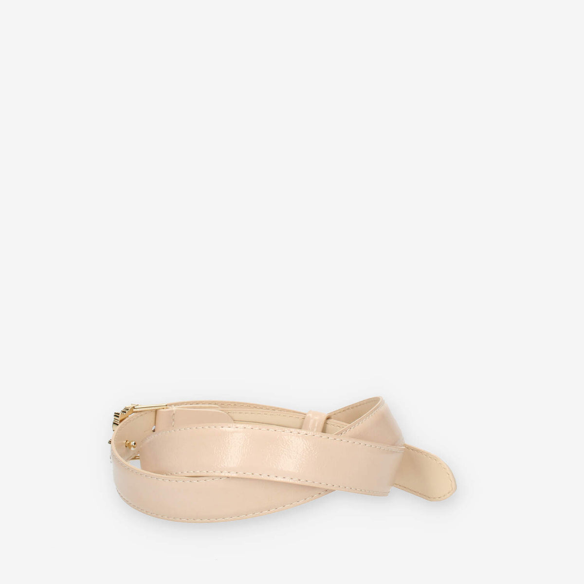 Guess Cintura da donna in vernice nudo con fibbia G con pietre