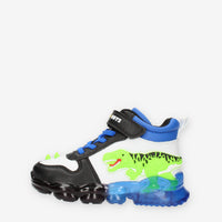 Bull Boys T-Rex Sneakers alte bianche nere e blu da bimbo con luci