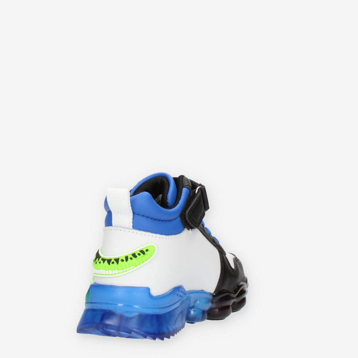 Bull Boys T-Rex Sneakers alte bianche nere e blu da bimbo con luci