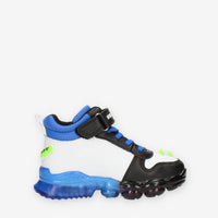 Bull Boys T-Rex Sneakers alte bianche nere e blu da bimbo con luci