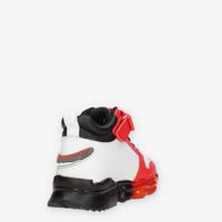 Bull Boys T-Rex Sneakers alte bianche rosse e nere da bimbo con luci