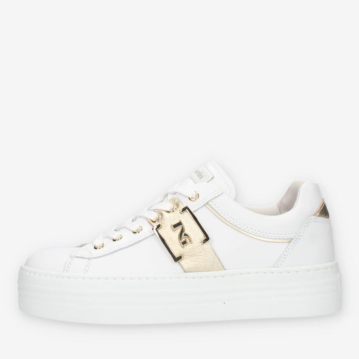 Nero Giardini Sneakers da donna bianche con dettagli oro