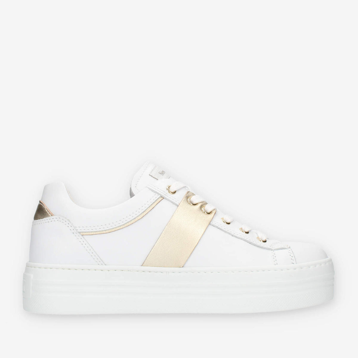 Nero Giardini Sneakers da donna bianche con dettagli oro