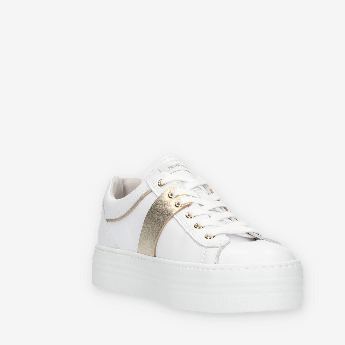 Nero Giardini Sneakers da donna bianche con dettagli oro