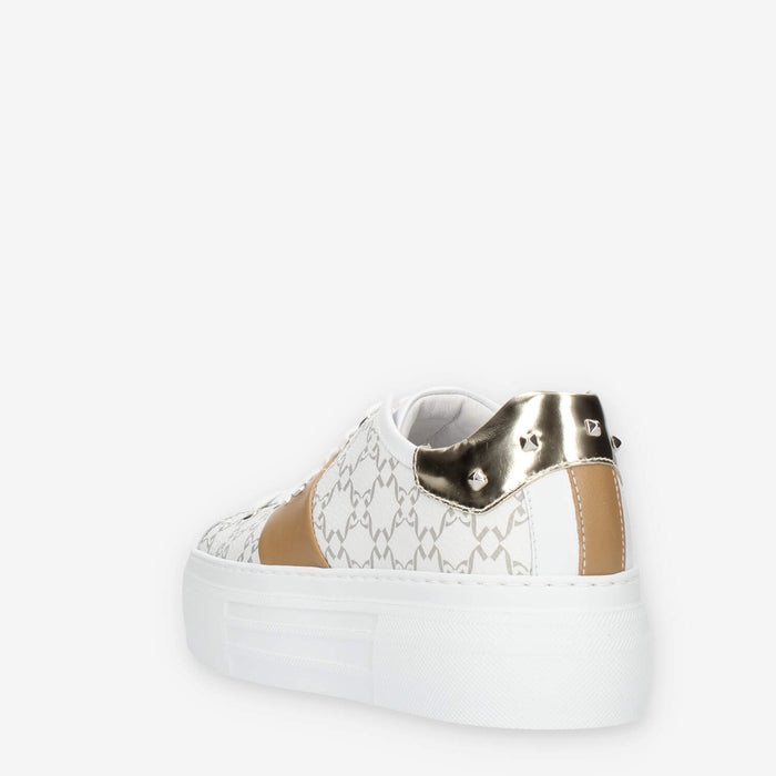Nero Giardini Sneakers da donna bianche e cuoio logate