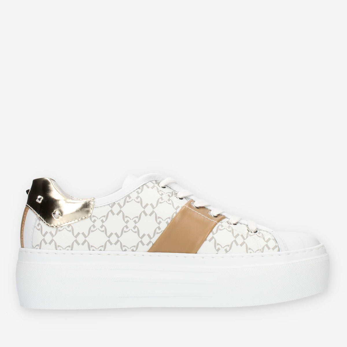 Nero Giardini Sneakers da donna bianche e cuoio logate